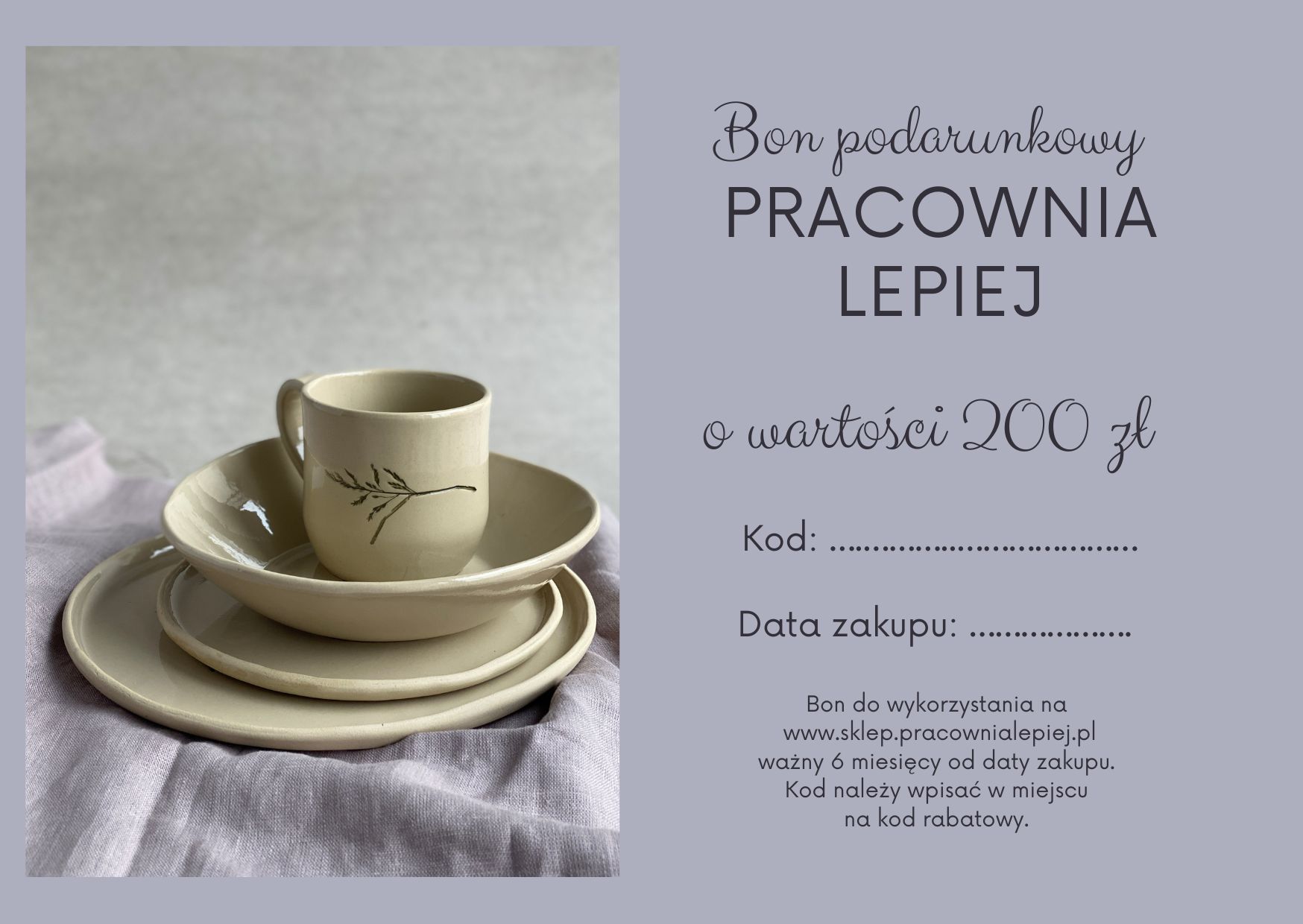Bon Podarunkowy 200PLN - Pracownia Lepiej zdjęcie 1